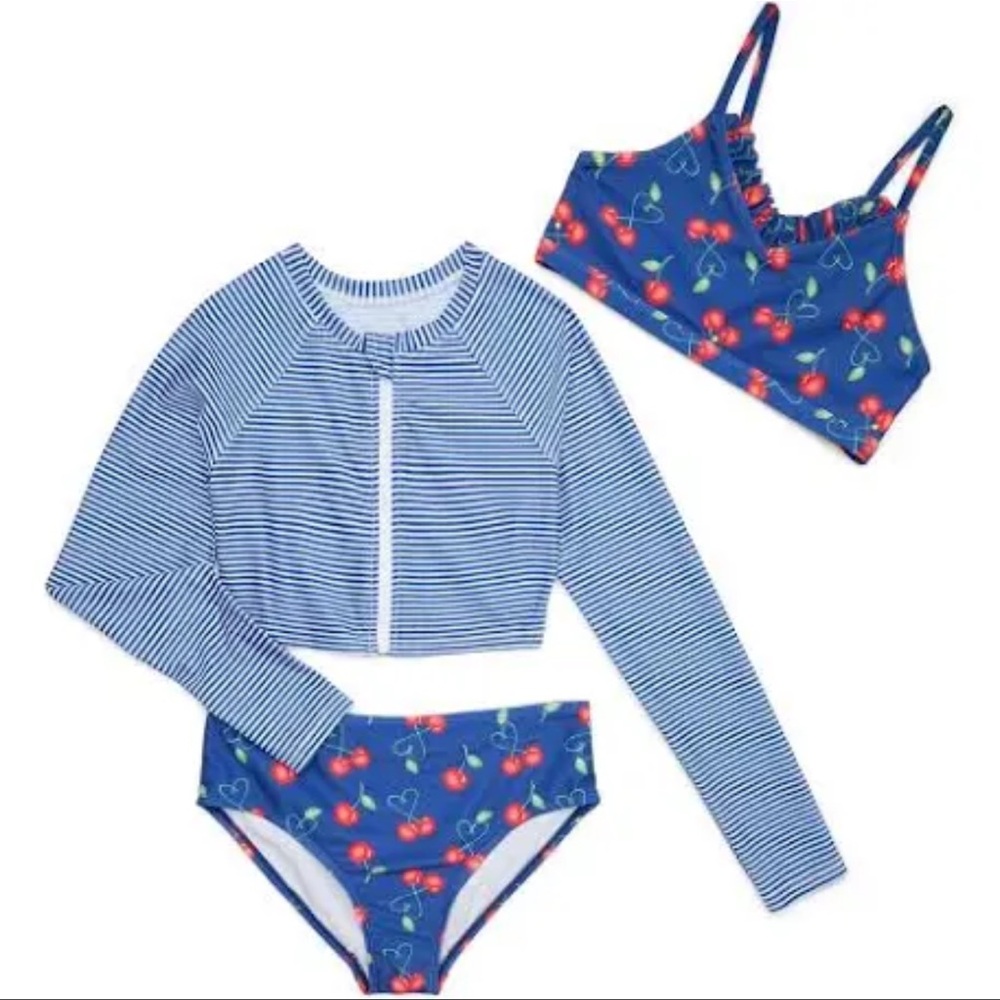 NWT Wonder Nation Cherry Print Rashguard Set - Navy